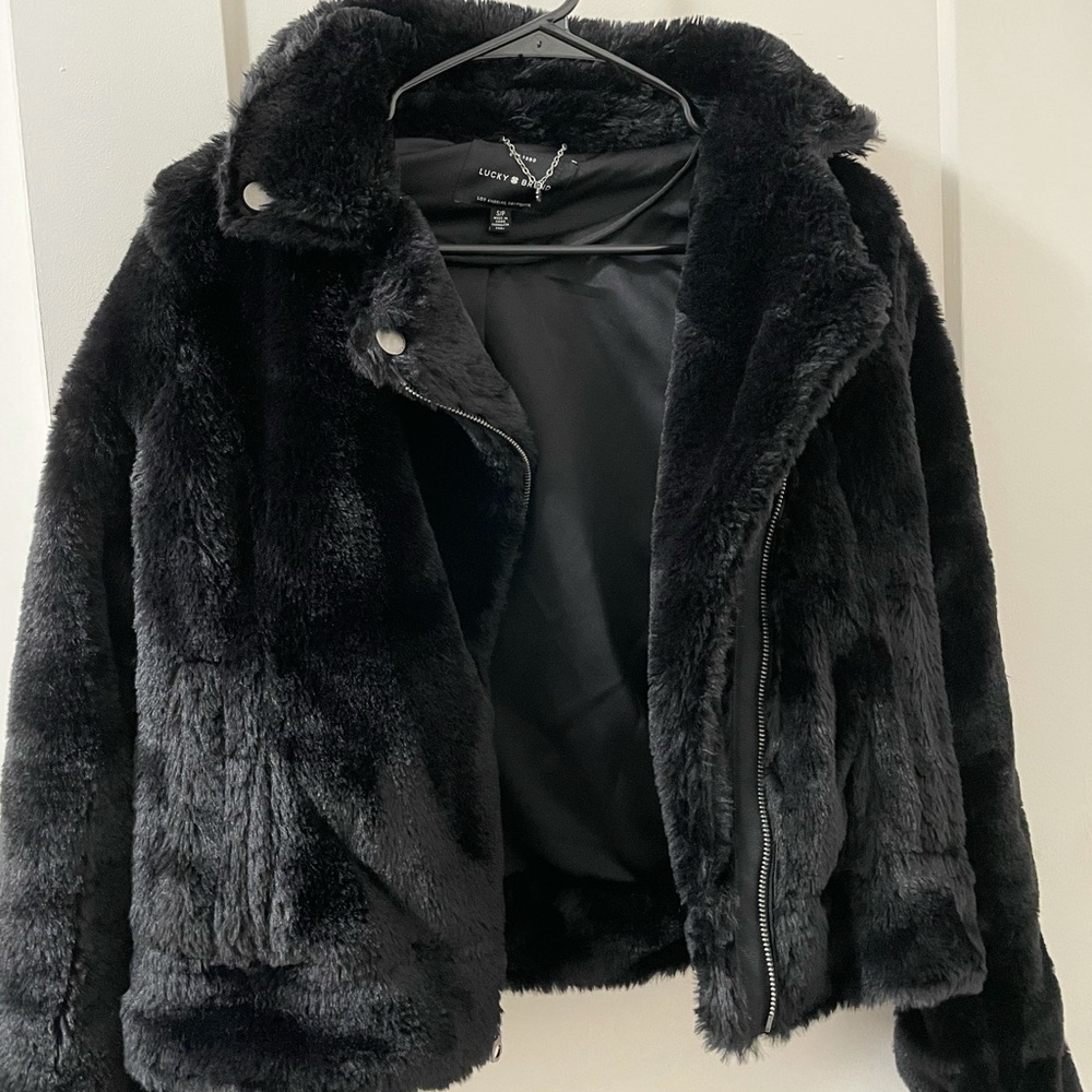 Lucky Brand Faux Fur Moto Jacket